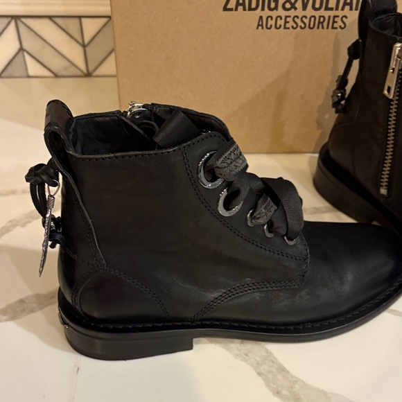 Zadig & Voltaire Black Leather Moto Boots - Picture 7 of 16